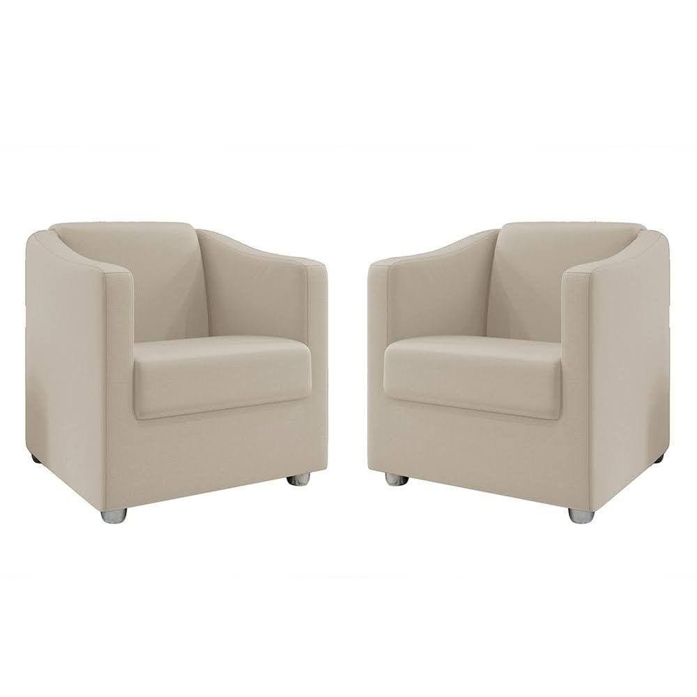 Kit 2 Poltronas Decorativa Tilla Suede Bege Dal Poz Estofados