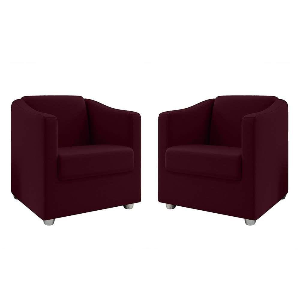 Kit 2 Poltronas Decorativa Tilla Suede Marsala Dal Poz Estofados