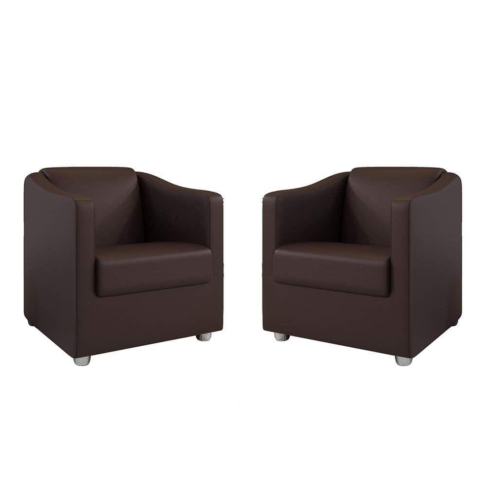 Kit 2 Poltronas Decorativa Tilla Corino Marrom Dal Poz Estofados