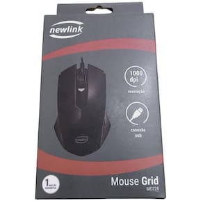 Mouse Usb Newlink Mo228 1000dpi 3 Botões Grid Preto