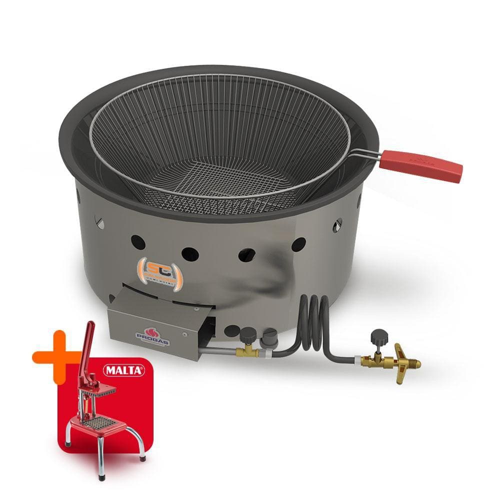 Tacho Fritador de Mesa a Gás Alta Pressão 14L Óleo PR-14G Progás e Cortador de Legumes