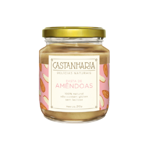 Kit 3X: Pasta de Amêndoas Sem Açúcar Vegana Castanharia 210g