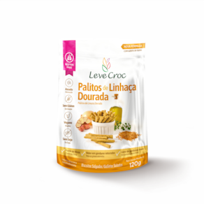 Kit 3X: Biscoito Palito Linhaça Dourada S/Gl Leve Crock 120g