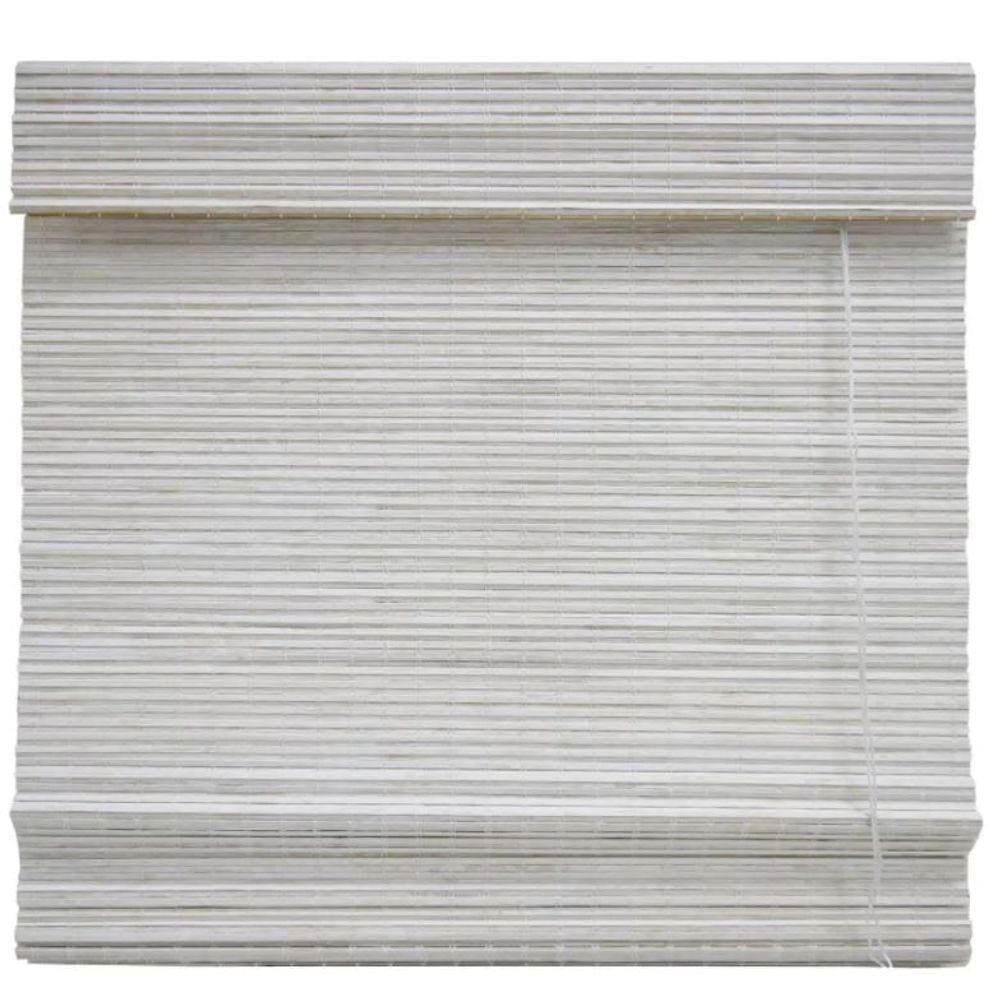 Persiana Bambu Romana Block Branca 100 (L) X 160 (A) cm Cortina Madeira C/ Bandô 1,00 x 1,60