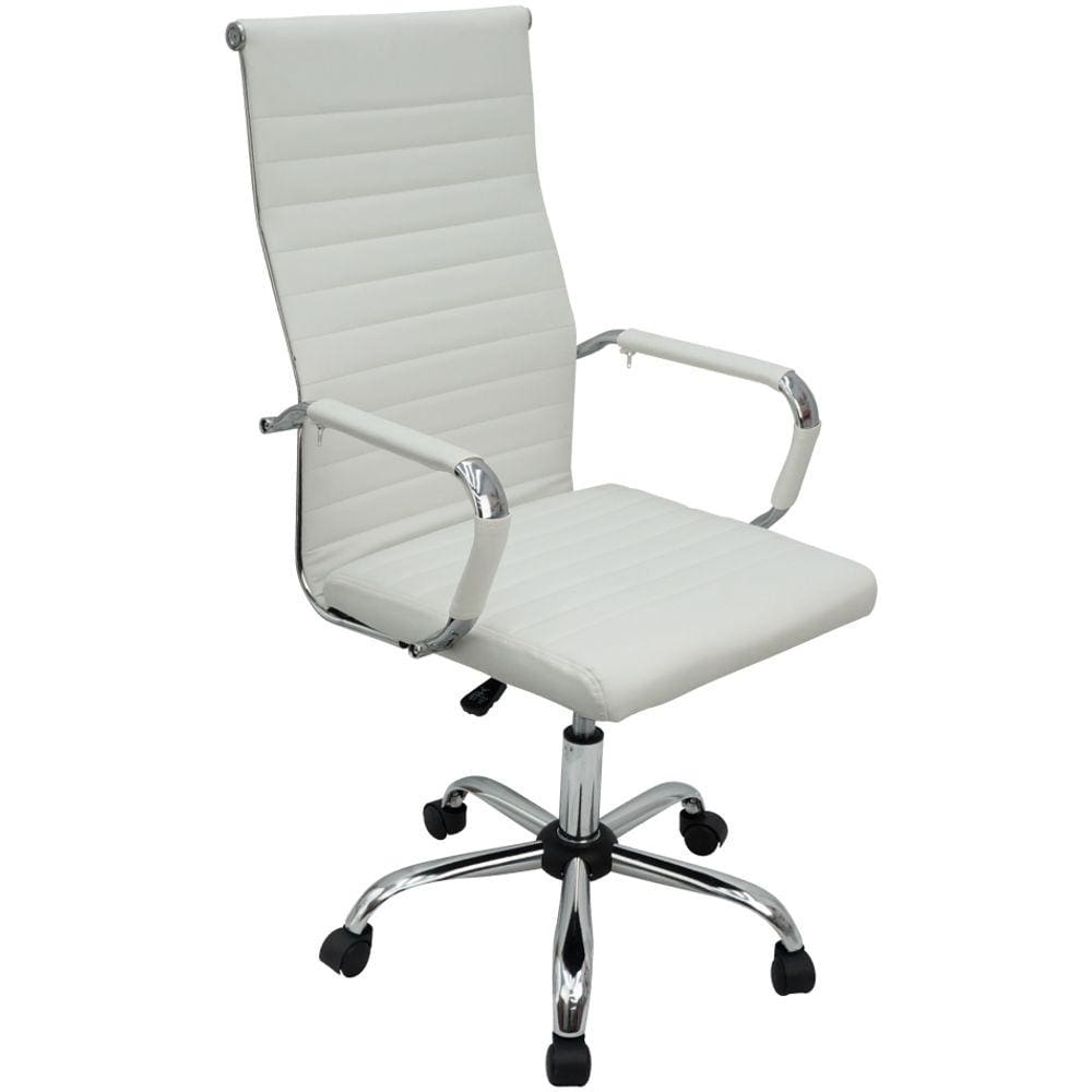 Cadeira Presidente Escritório Esteirinha Boston Eames Alta - Branca Branco