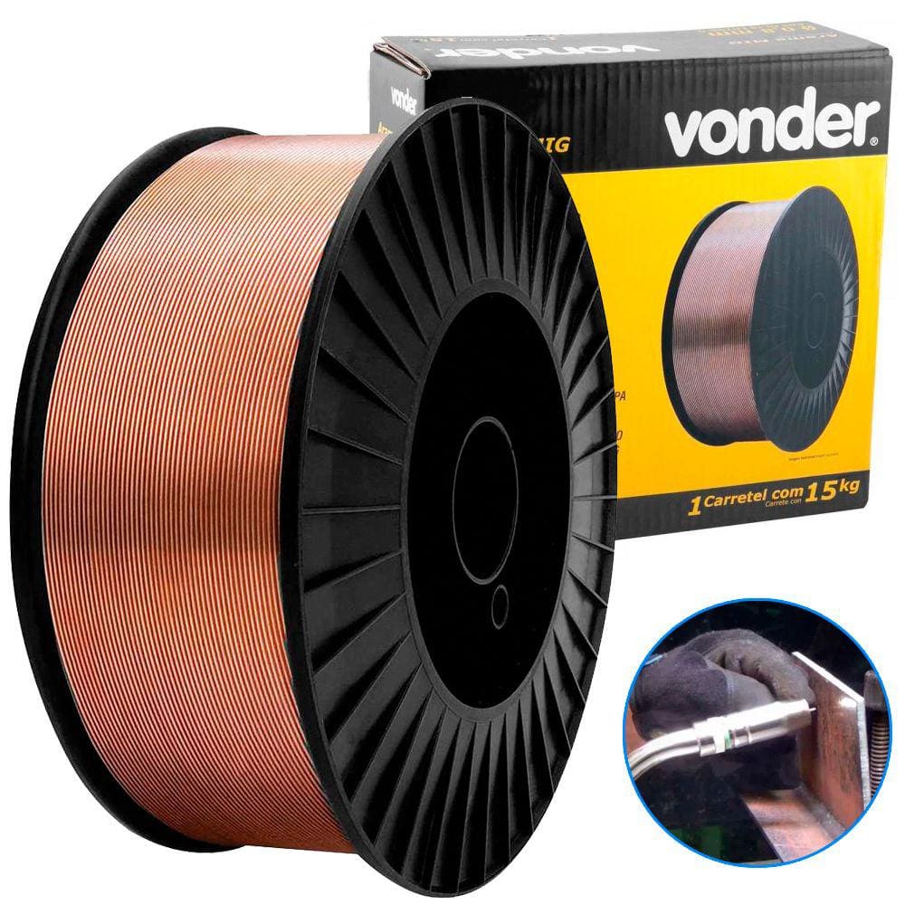 Arame Para Solda MIG 0.8mm Rolo 15kg Carretel Vonder Uso Gas