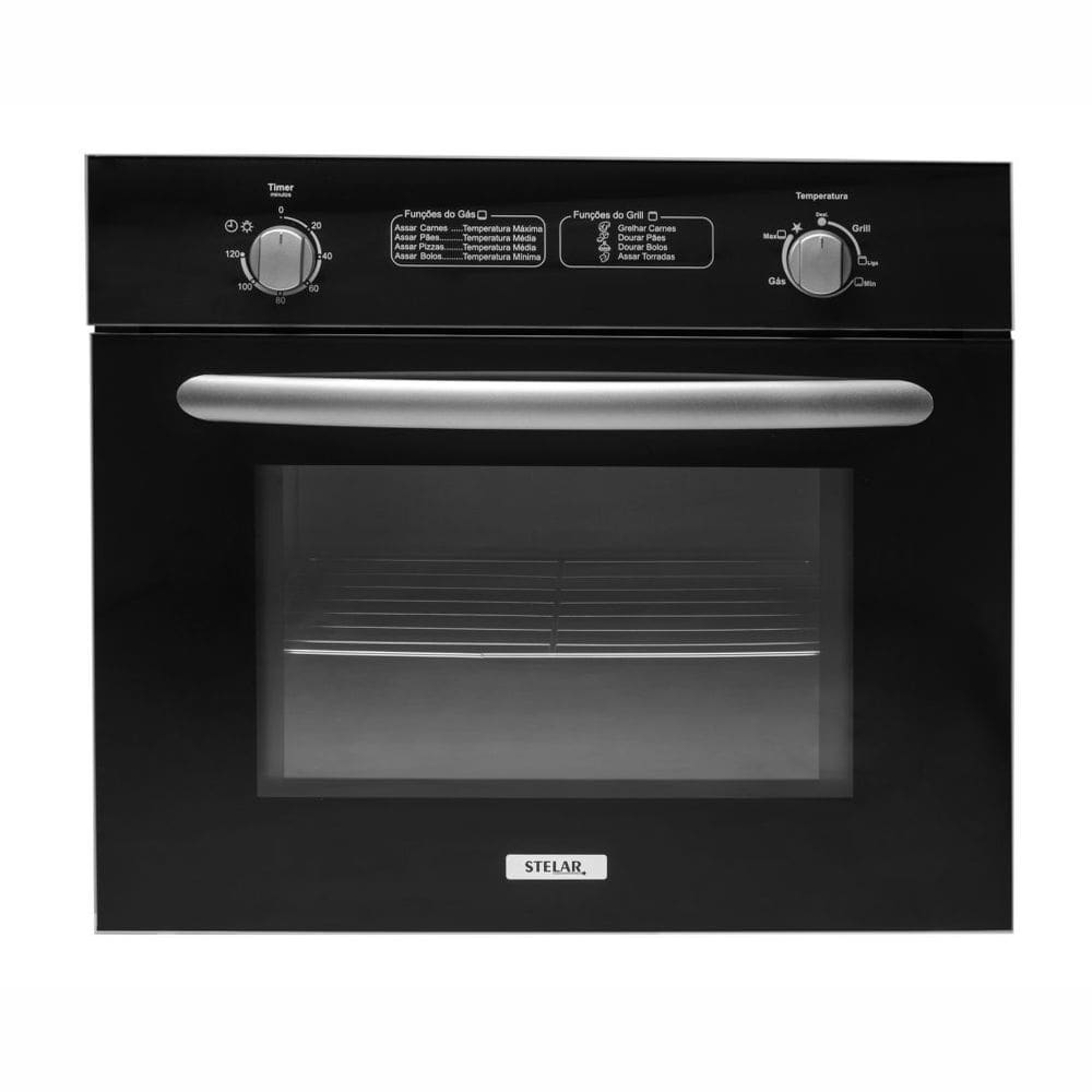 Forno de Embutir a Gás Stelar Napoli Preto 46 Litros - Forno de Embutir a Gás