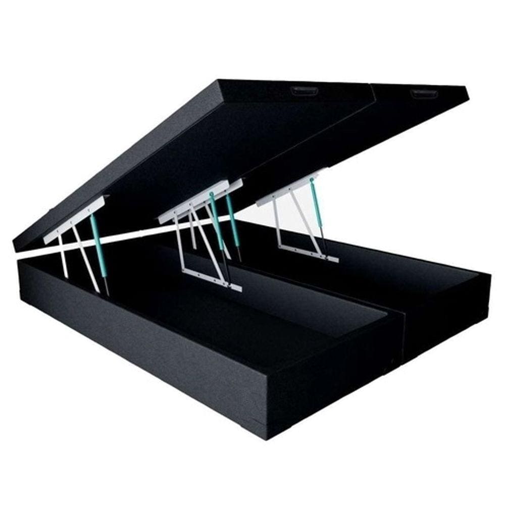Base Box Baú Casal Bipartido Corino Preto - 138x188x35