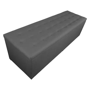 Calçadeira Recamier Baú Casal Super King 195cm Juliana Cinza - DS Estofados