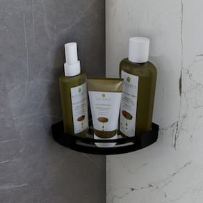 Suporte Porta Shampoo Para Banheiro De Canto Inox Preto
