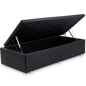 Box Baú Solteiro 88x188cm Microfibra Preto - BF Colchões