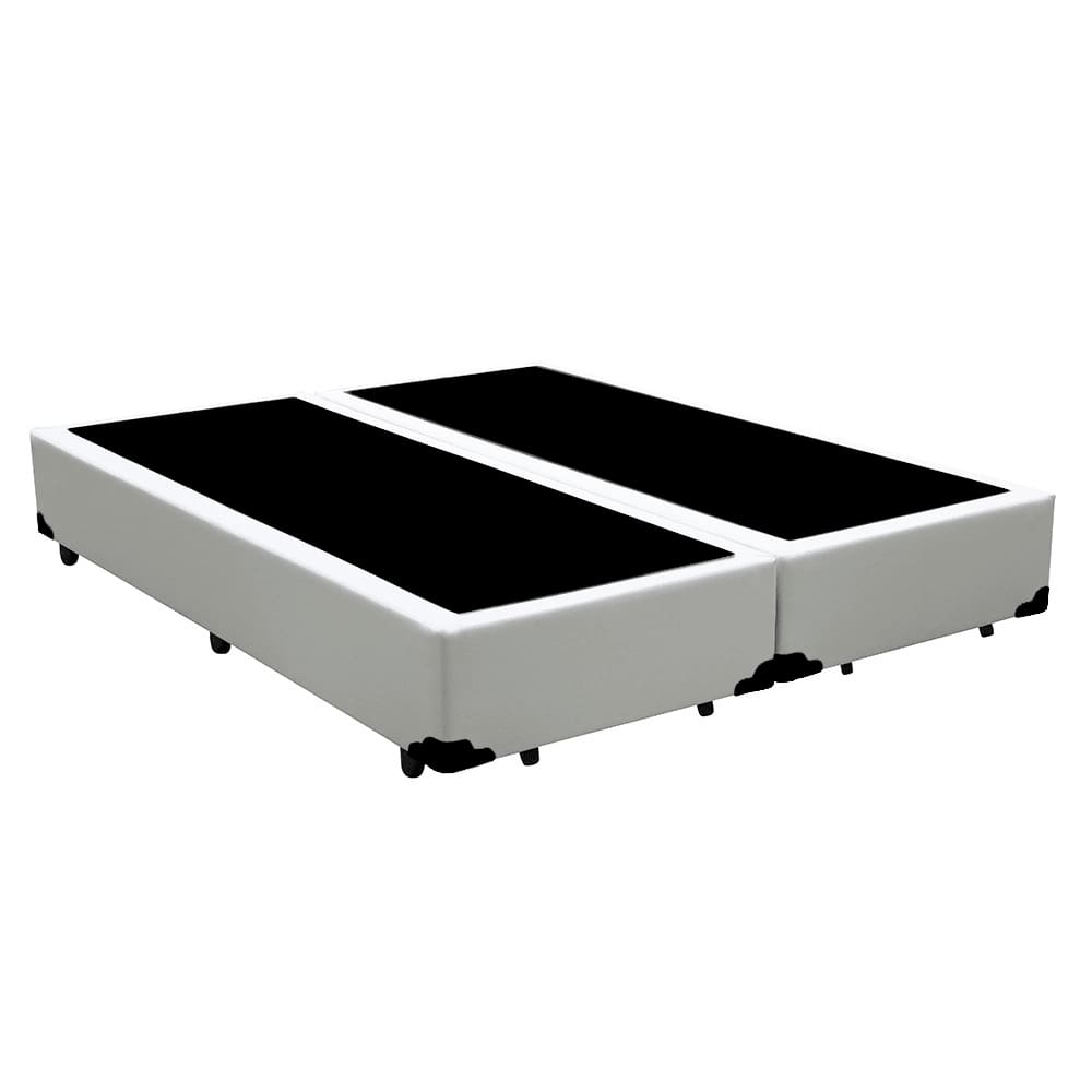 Base Box Casal Bipartido Corino Branco - 138x188x40