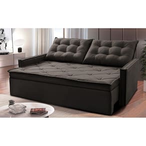 Sofá Sem Caixa Retrátil e Reclinável 1,85m Cama inBox Studio. Suede Velusoft