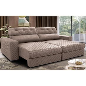 Sofá Retrátil e Reclinável 2,15m Molas Ensacadas Cama inBox Style. Thermo Gel Linho