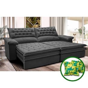 Sofá Retrátil e Reclinável 2,32m Molas Ensacadas Cama inBox Alemanha. com Viscoelástico Velusoft