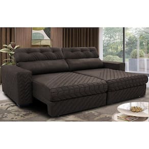 Sofá Retrátil e Reclinável 3,15m Molas Ensacadas Cama inBox Style. Thermo Gel Linho