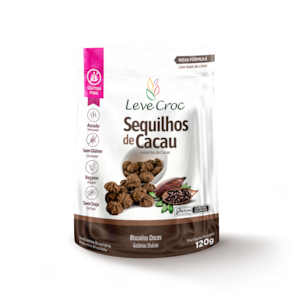 Kit 3X: Biscoito Sequilho Cacau Sem Glúten Leve Crock 120g