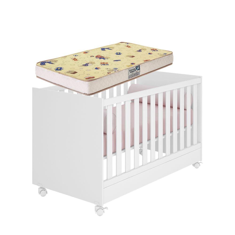 Berço Mini Cama Americano Qmovi Branco + Colchão Gazin