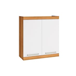 Armário Aéreo Cozinha Modulado  Burguesa c/ 2 Portas Freijó/Branco - Nesher