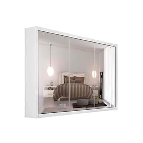 Guarda Roupa 3 Portas de Correr e 6 Gavetas c/ Espelho Toronto Branco - Europa