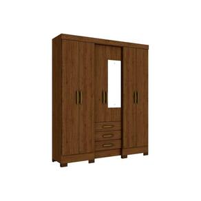 Guarda Roupa 6 Portas e 3 Gavetas c/ Espelho Briz B23 Castanho - Henn