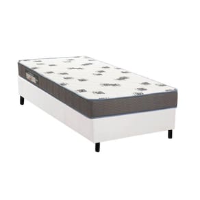 Cama Box Solteiro: Colchão Espuma Ortobom D33 Light Saúde + Base CRC Courano White(88x188)