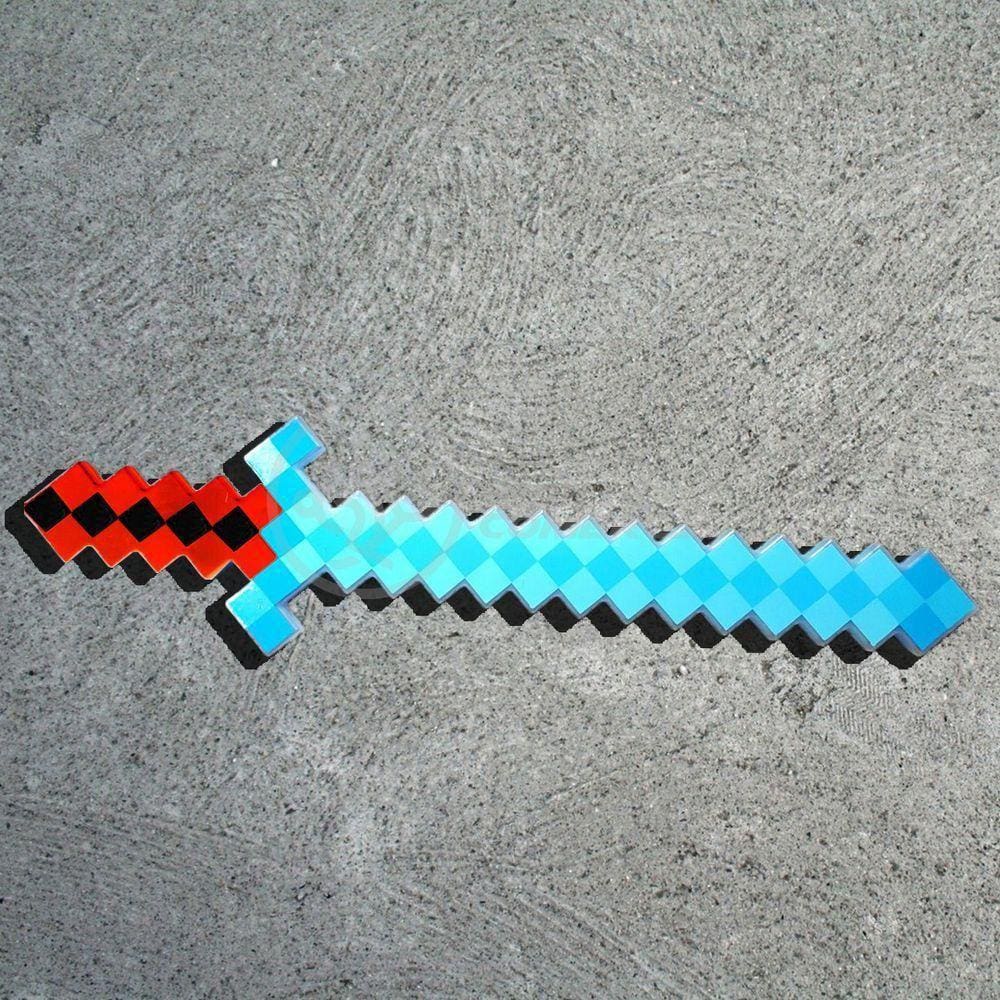Kit Brinquedo Espada Pixel Minecraft 58cm C/Som Luz+3 Pilhas