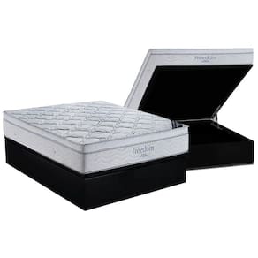 Cama Box Baú Casal: Colchão Molas Ortobom SuperPocket Freedom Visco + Base CRC Suede Black(138x188)