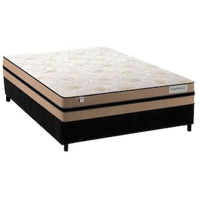 Cama Box Casal: Colchão Molas MasterPocket Ensacadas Plumatex Smart Milano + Base CRC Suede Black(138x188)