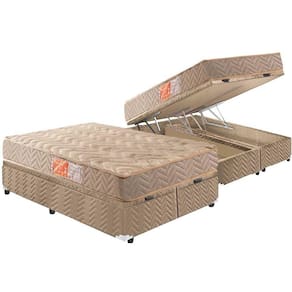 Cama Box Baú Queen: Colchão Espuma Paropas D33 Pasquale + Base CRC Suede Clean(158x198)