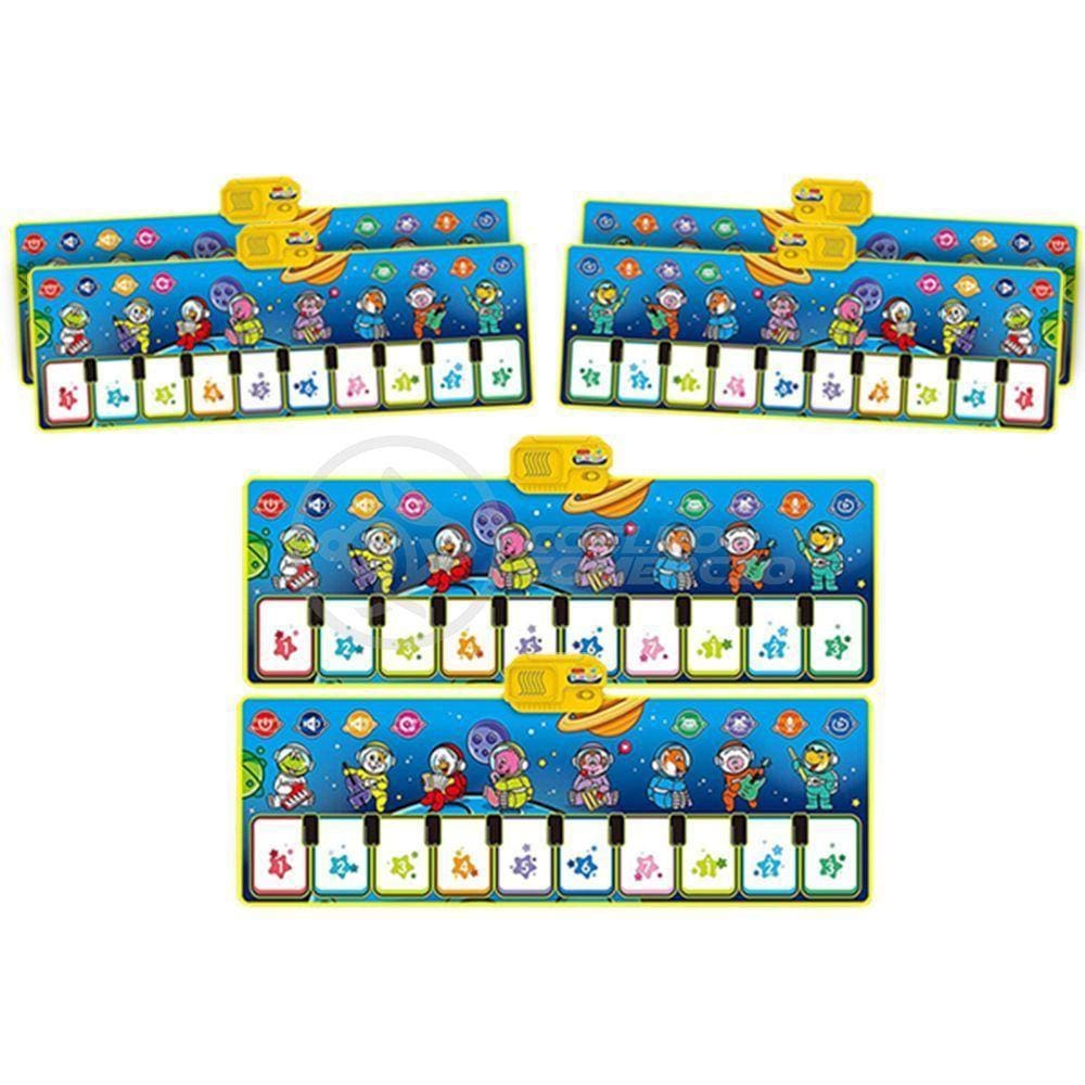 Kit 6 Un Piano Music Tapete Musical 10 Teclas Touch azul