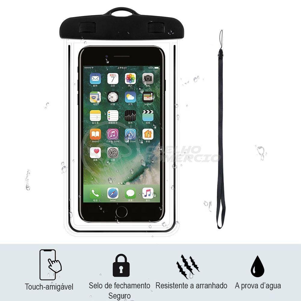 Capa Bolsa A Prova Dágua Impermeável P/ Celular Preto