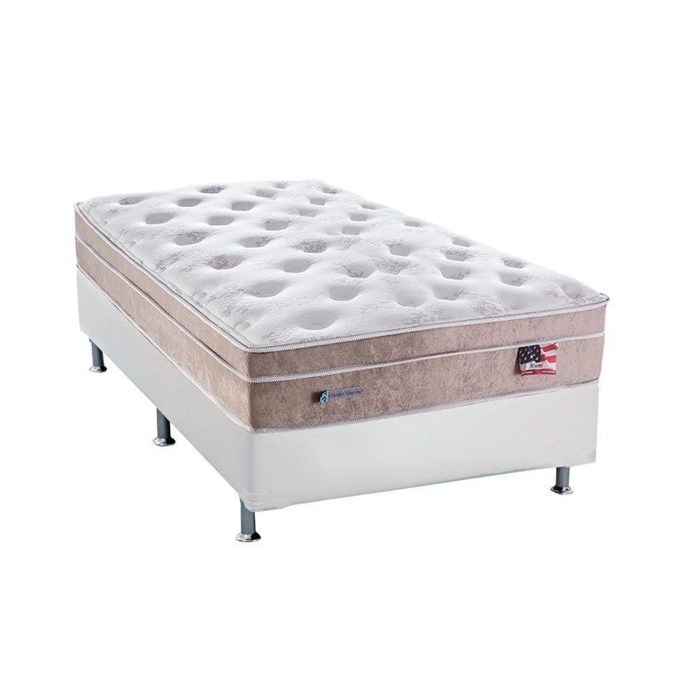 Cama Box Solteiro: Colchão Molas Sealy MasterPocket Ensacadas Miami + Base CRC Courano White(88x188)
