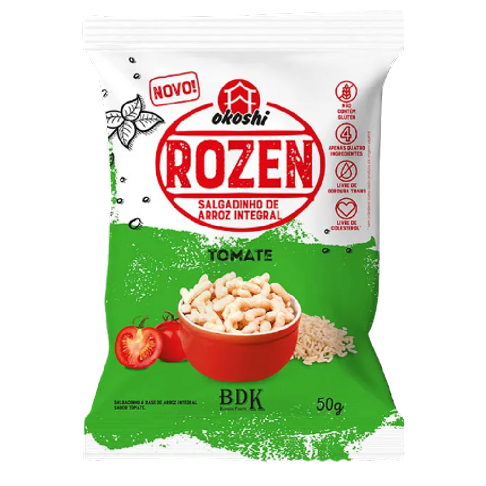 Kit 3X: Salgadinho de Arroz Integral Rozen Tomate Okoshi 50g