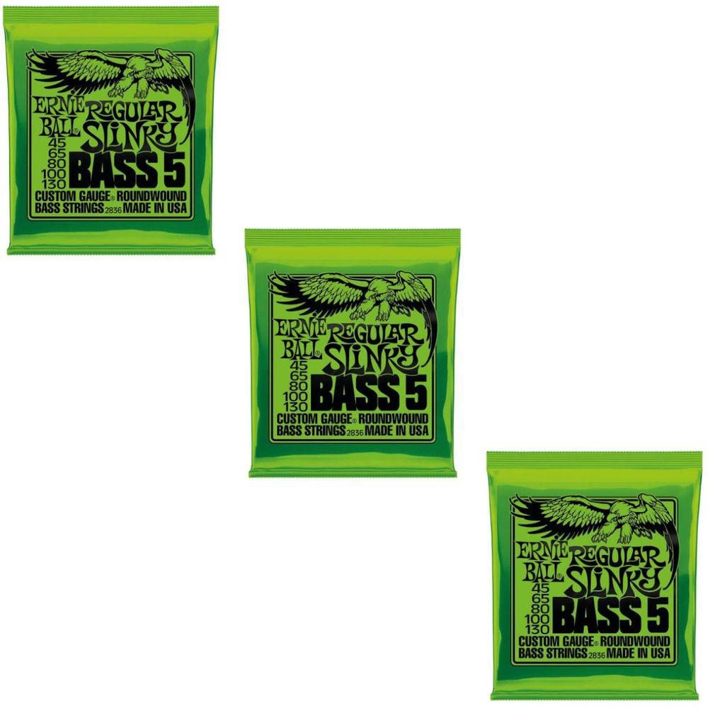 Kit 3 Encordoamento Baixo 045 Ernie Ball Regular Slinky Níquel