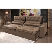 Sofá Retrátil Reclinável França 3,00m Suede Velut Bege c/ Molas no Assento - King House