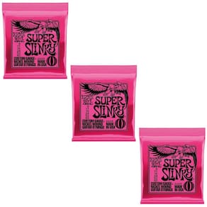 Kit 3 Encordoamento Guitarra 009 Ernie Ball Super Slinky Níquel