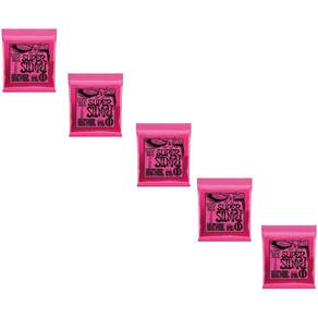 Kit 5 Encordoamento Guitarra 009 Ernie Ball Super Slinky Níquel