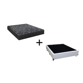 Cama Box Viúva 128 Tecido Sintético Branco com Colchão Lisboa Espuma D28 Preto Bello Box