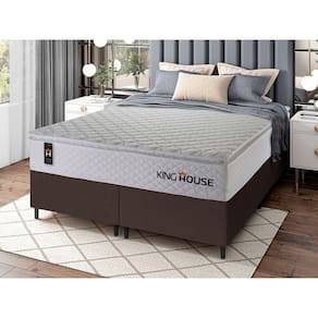 Conjunto Cama Box c/ Molas Ensacadas New Moon Branco Queen 158x198x66