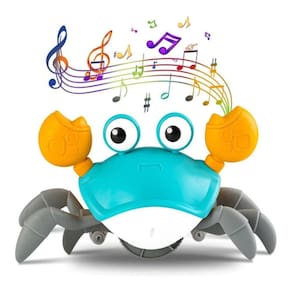 Caranguejo Musical Robô Eletrônico C/ Sensor Luz e USB Brinquedo Interativo para Bebês