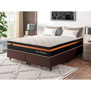 Conjunto Cama Box c/ Molas Ensacadas Sirius Preto Queen 158x198x65