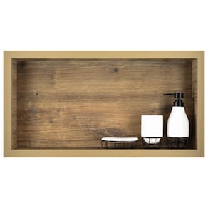 Nicho Em Porcelanato Polido Porta Shampoo Sabonete Madeirado