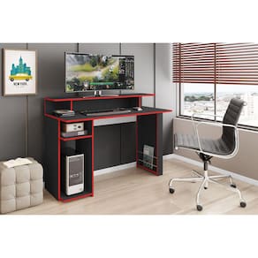 Mesa Gamer Escrivaninha 120cm Inspire Art in Móveis Preto