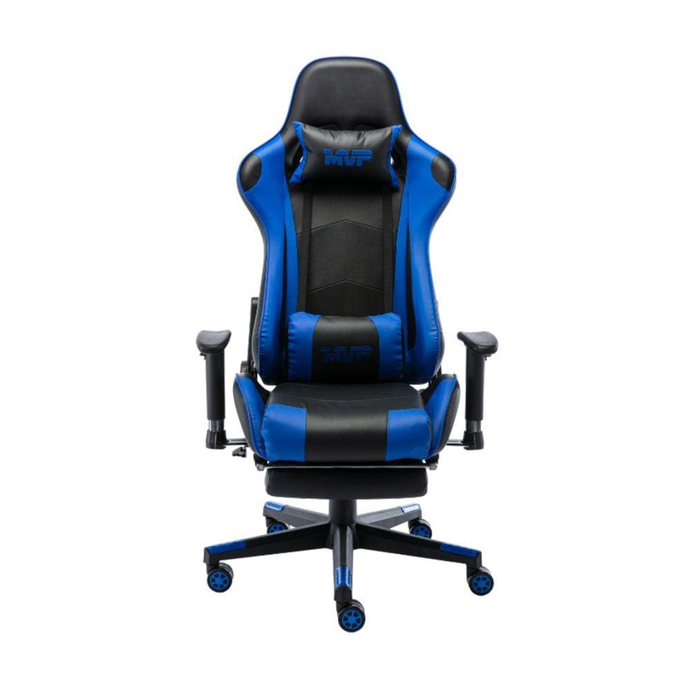 Cadeira Gamer Giratória Regulável em Couro MVP Fratini Preto/Azul