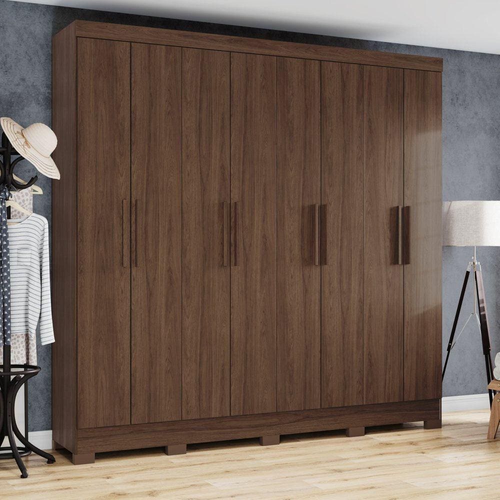 Guarda Roupa Casal 8 Portas 4 Gavetas Toscano Briz Castanho HP