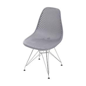 Cadeira Base Cromada Colmeia OR Design Cinza/Cromado