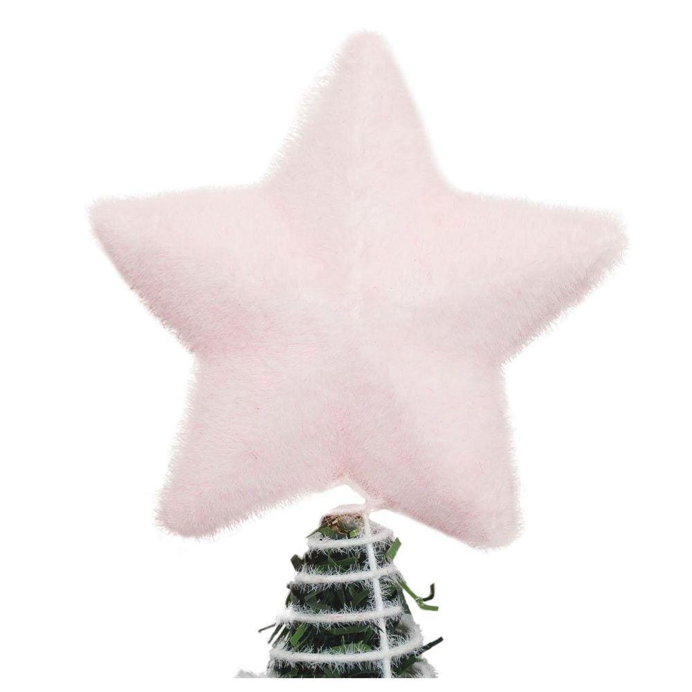 Ponteira De Árvore Natal Estrela Rosa 12cm
