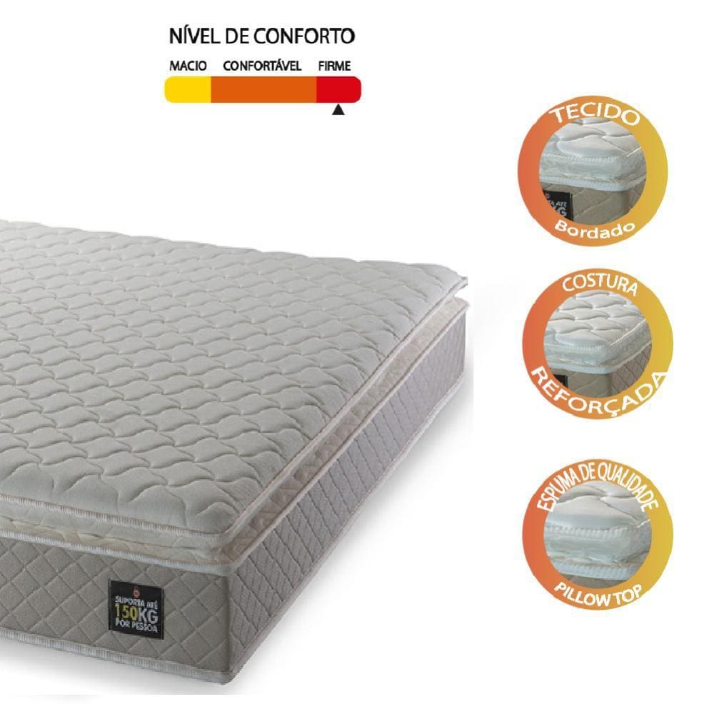 Cama Box Baú Casal Colchão D45 com Pillow Top Hellen Strong Bege Suporta até 150kg por Pessoa - 7
