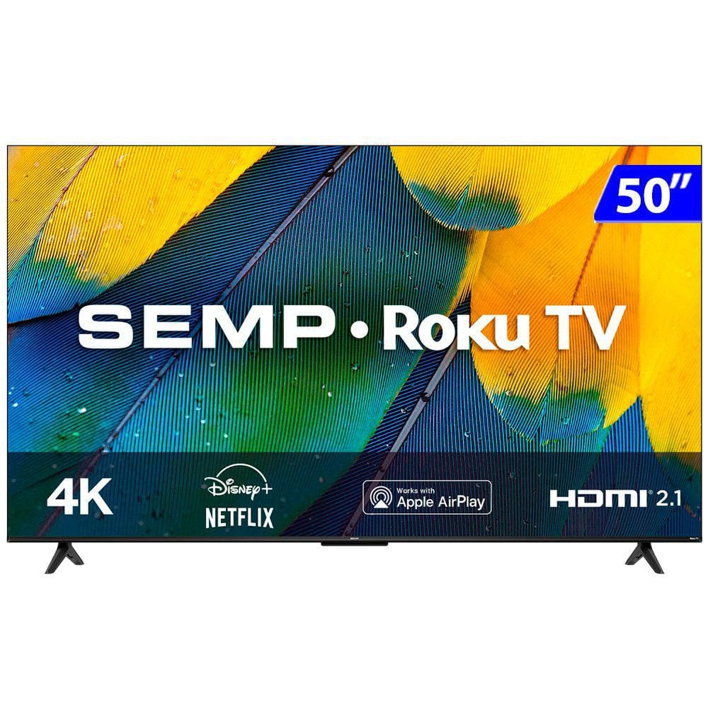 Smart TV Roku Semp TCL LED 50 Polegadas 4K UHD Wi-Fi HDR 50RK8600